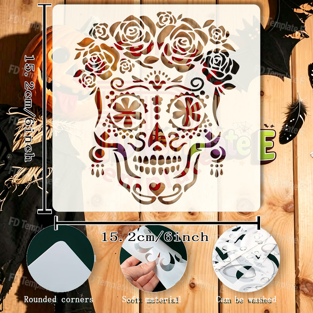 1pc reusable   skull template dia de los muertos