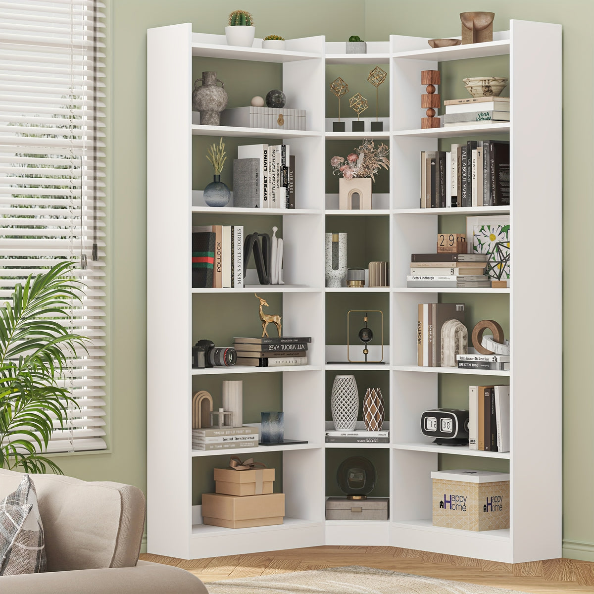 70 8 corner bookshelf bookcase 7 tiers l shaped bookshelf