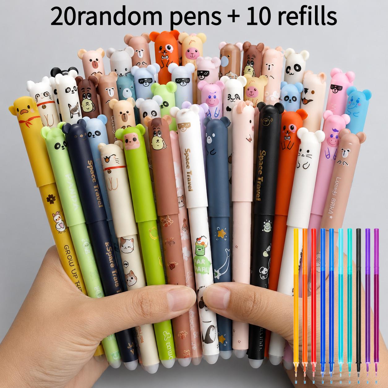 30 pack 0 7mm erasable gel pens animal print design