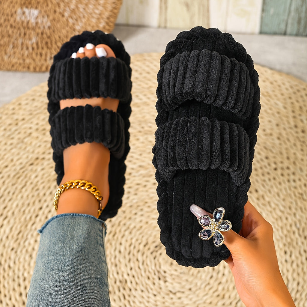 winter 2026 womens plush slippers corduroy home