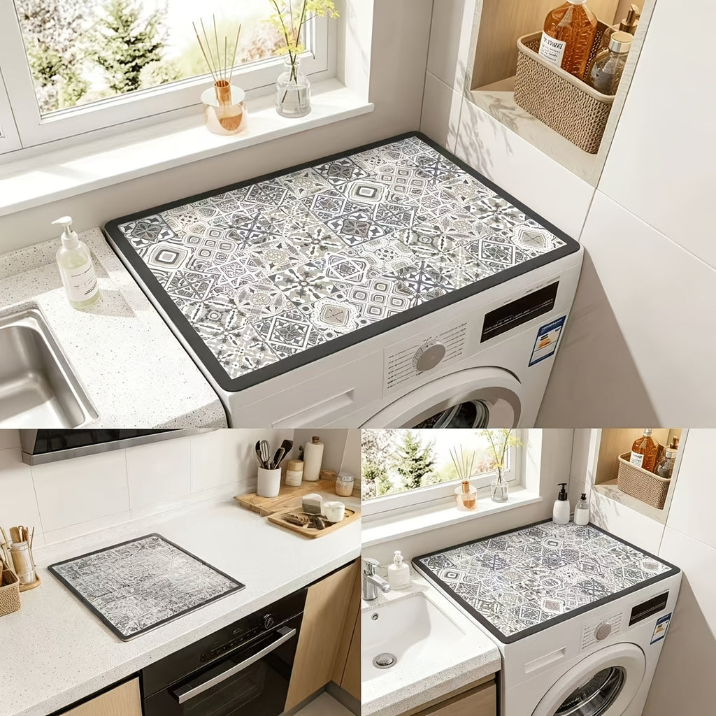 vibrant retro colorful tile washing machine cover durable 23
