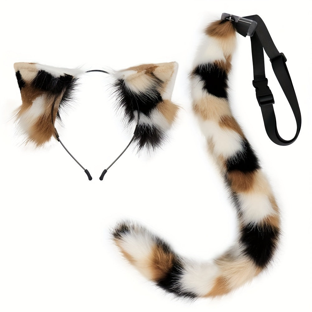 christmas gift 2pcs plush cat set fluffy ear headband