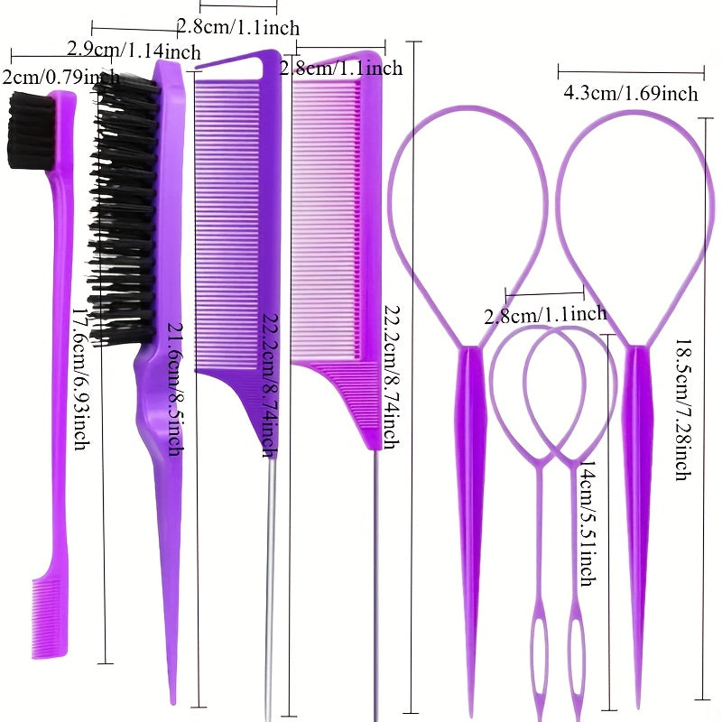 8pcs hair brush set 4pcs topsy hair tail tools 1pc bristle