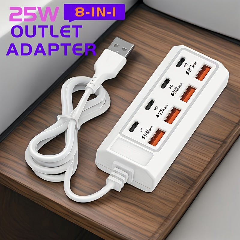 1pc25w rv fast charging   port usb hub 4usb a 4type