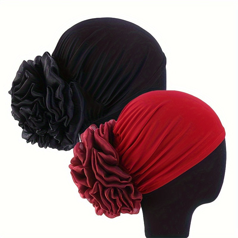 2pcs set womens large floral headscarf hat   turban hat