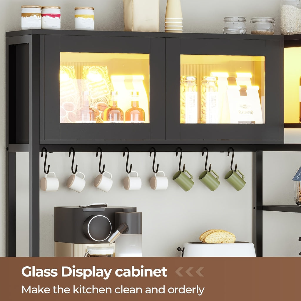 bakers rack led light 45 3 farmhouse coffee bar cabinet