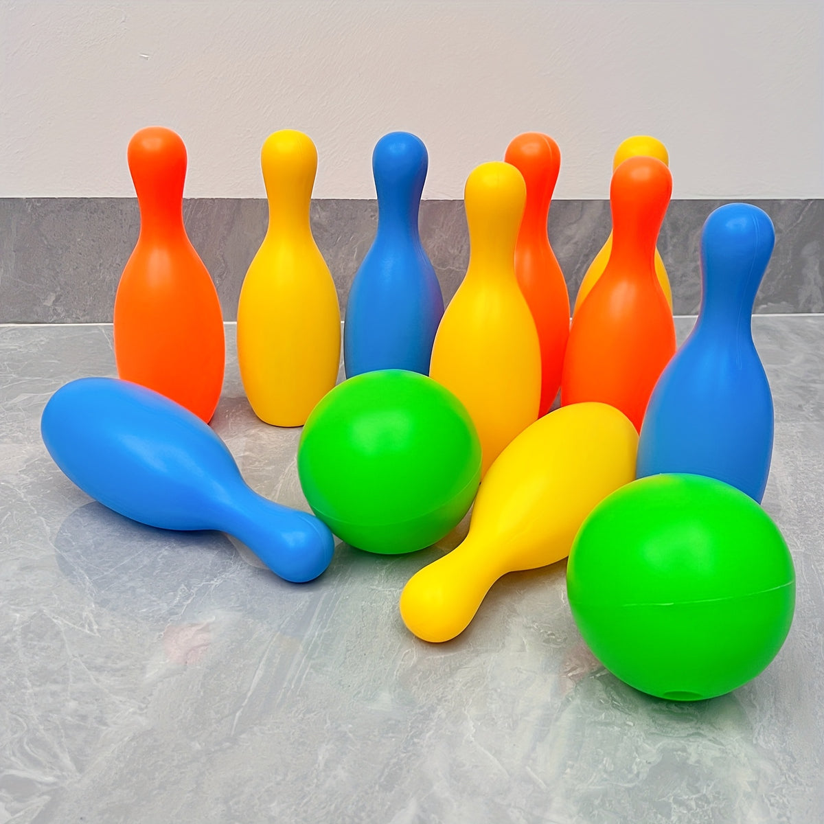 large bowling toy set 10 bottles 2 balls sports toy set