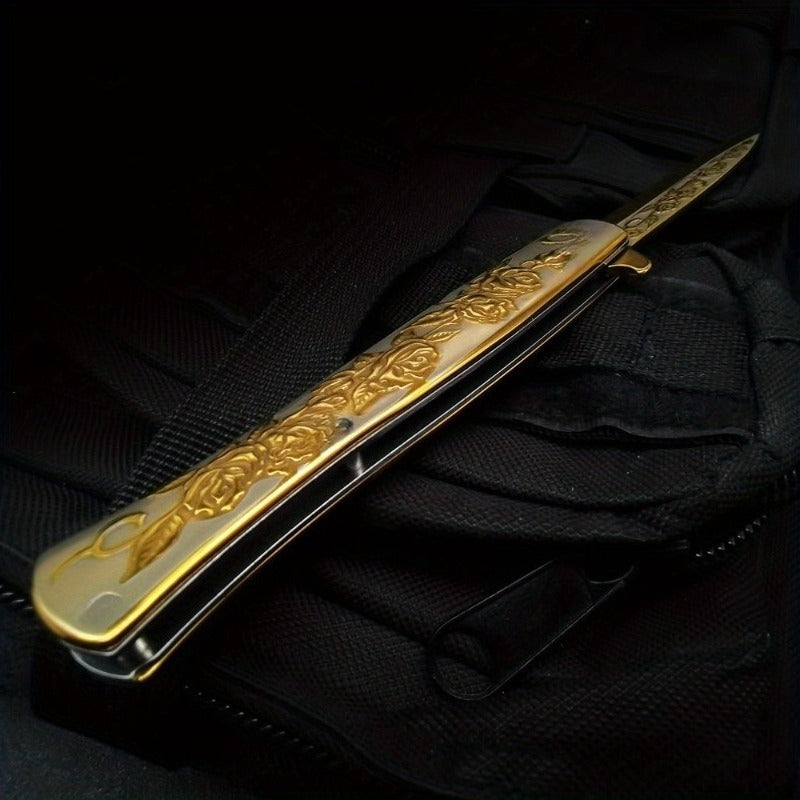 8 95 inch golden large full size pocket knife sharp