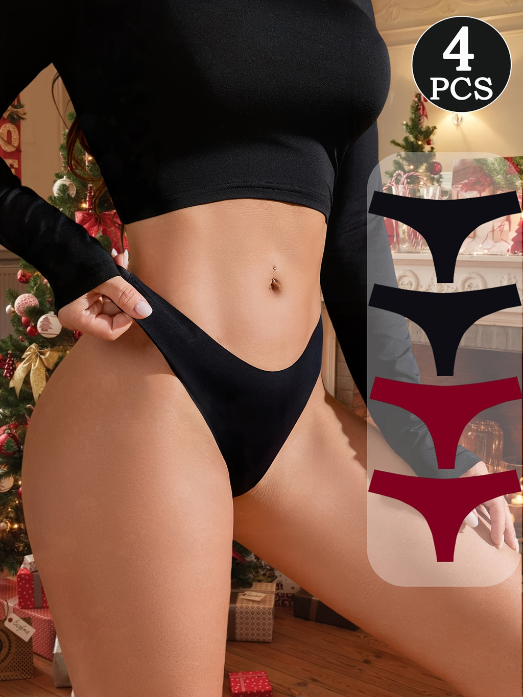 4 pack   v string   drop waist design comfortable
