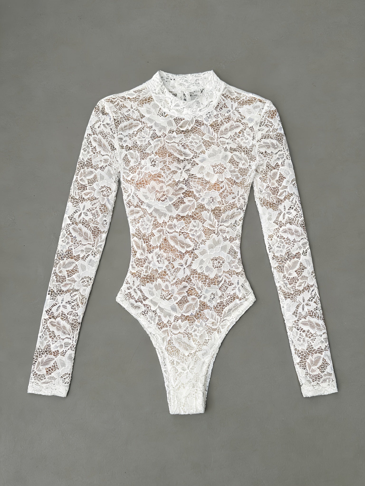 womens   long sleeve lace bodysuit high neck long sleeve