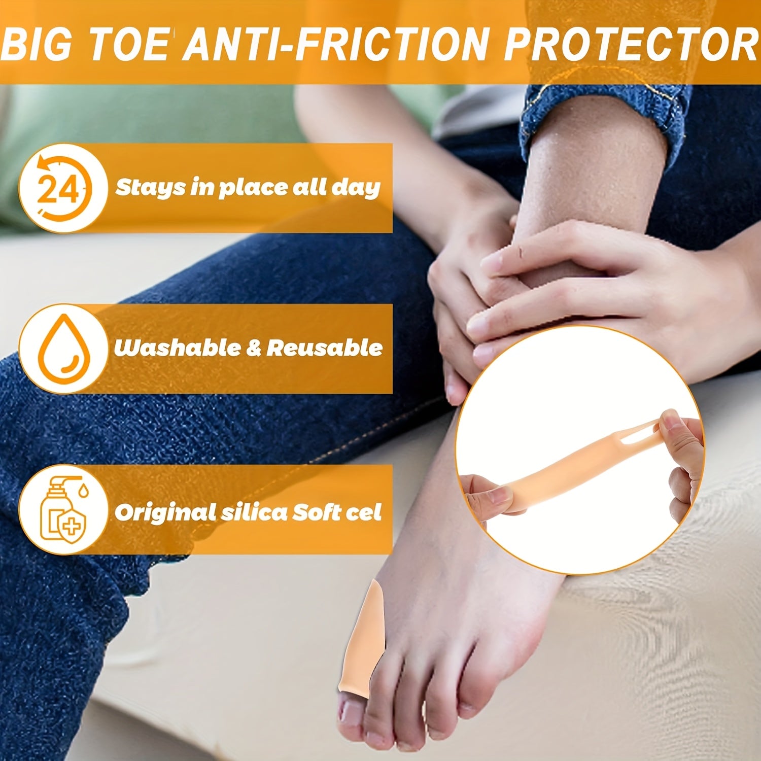 2pcs gel big toe   prevent toe friction anti