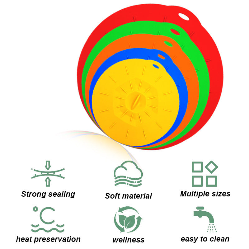 5pcs silicone bowl cover set heat resistant reusable fresh