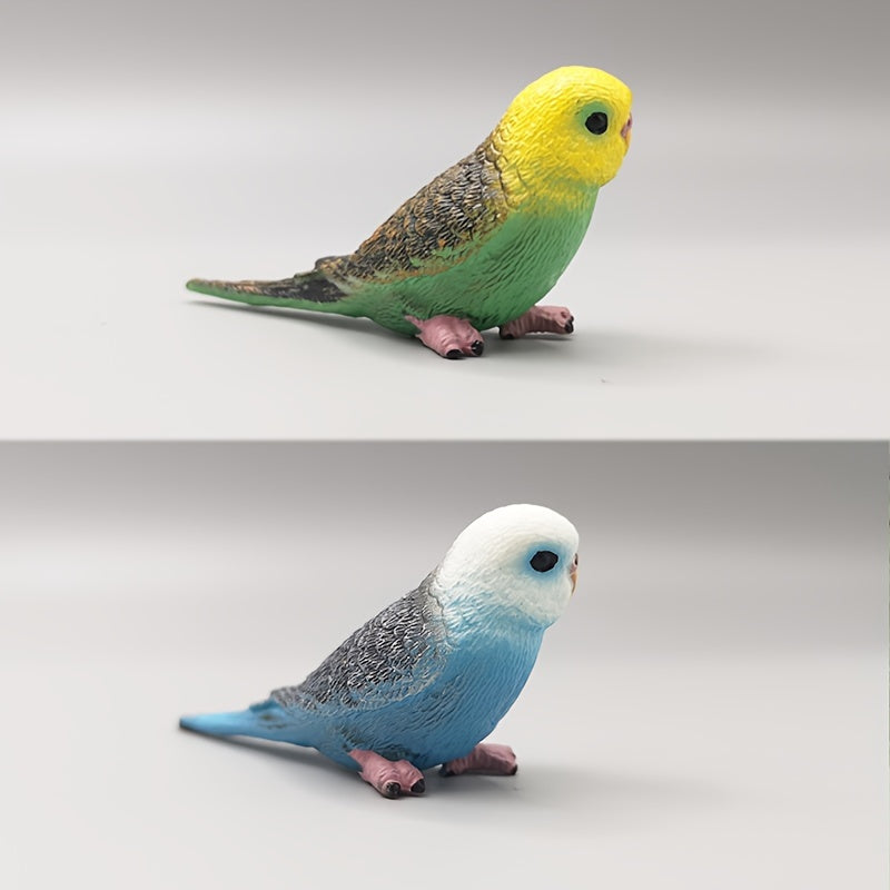 2pcs mini budgie parrot set realistic pvc bird figurines