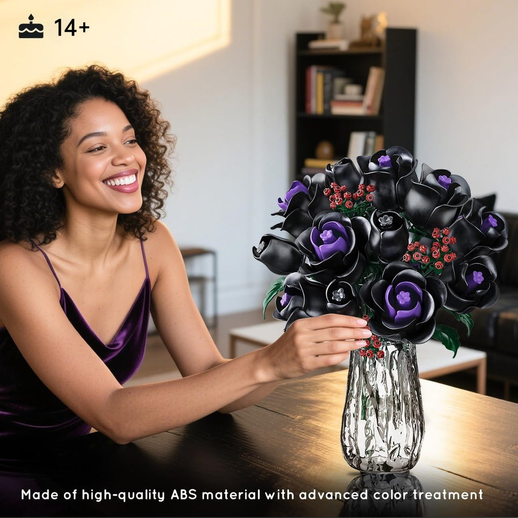 set building blocks featuring black roses part a botanical