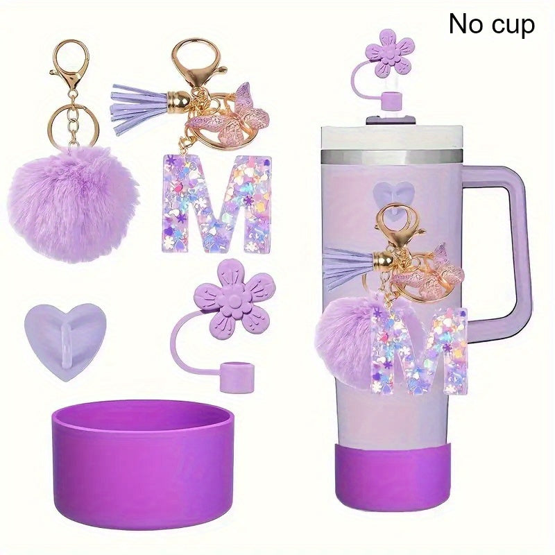 5pcs tumbler handle accessories set including resin alphabet