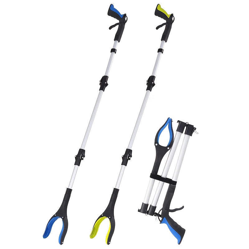 tri fold blue extra long 43 inch foldable trash grabber