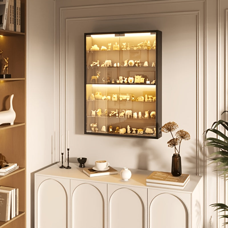 1pc wall mounted glass display cabinet 6 tier small display