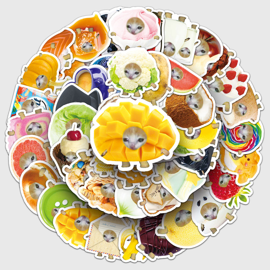 50pcs kitten head meme stickers vintage cute aesthetic funny
