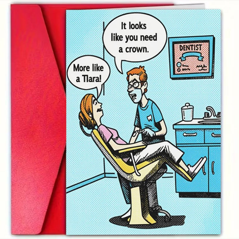 1pc funny dental humor greeting card cartoon comic style
