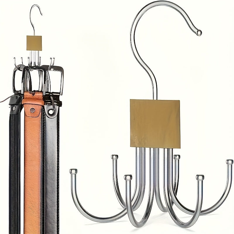 multi functional large capacity belt hanger rotating wooden
