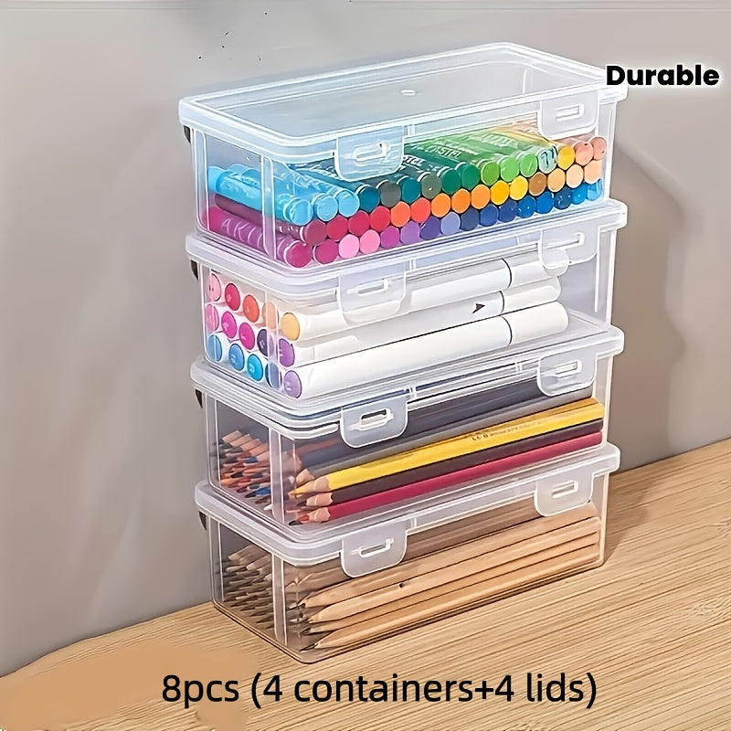 8pcs set 4 large clear frosted pp storage containers lids