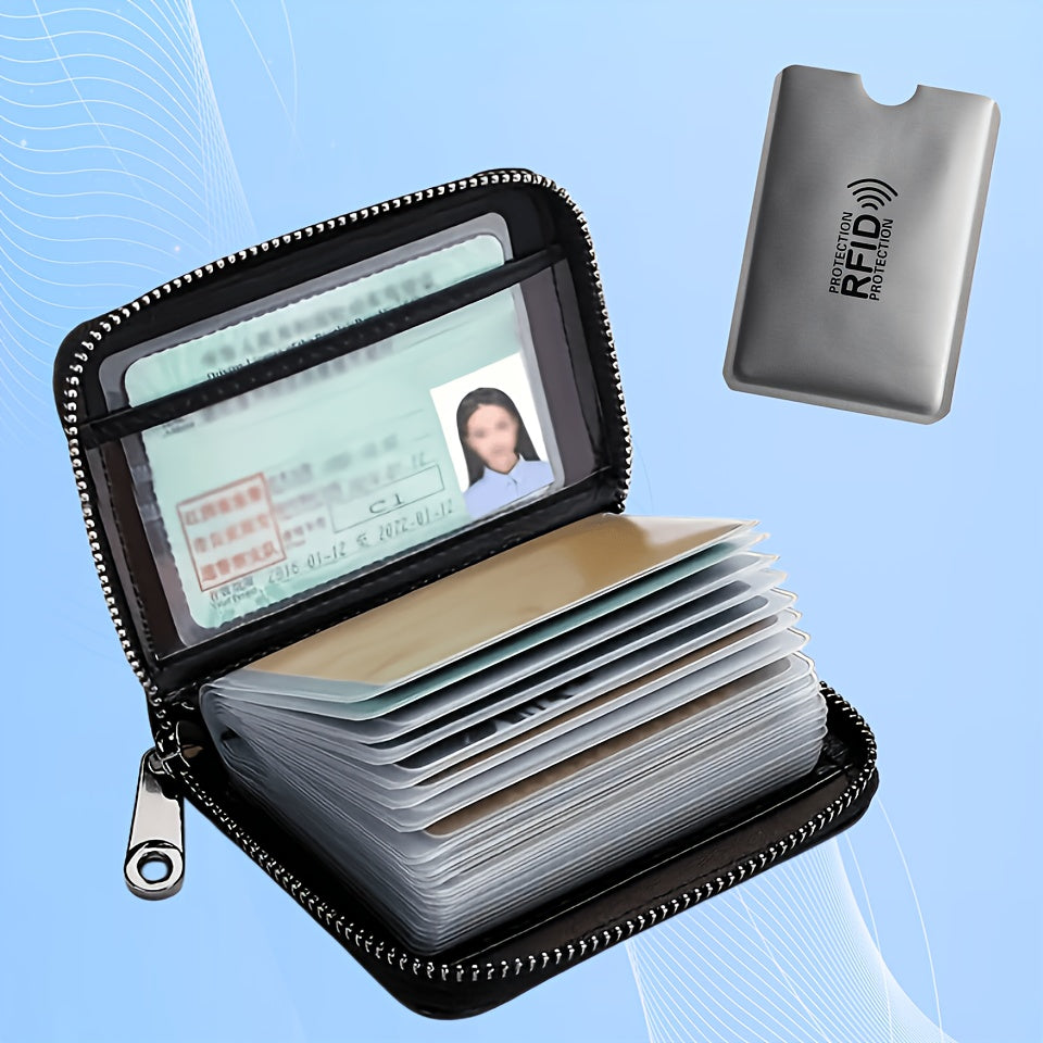2pcs set 1 card holder 1 rfid blocking card sleeve suitable