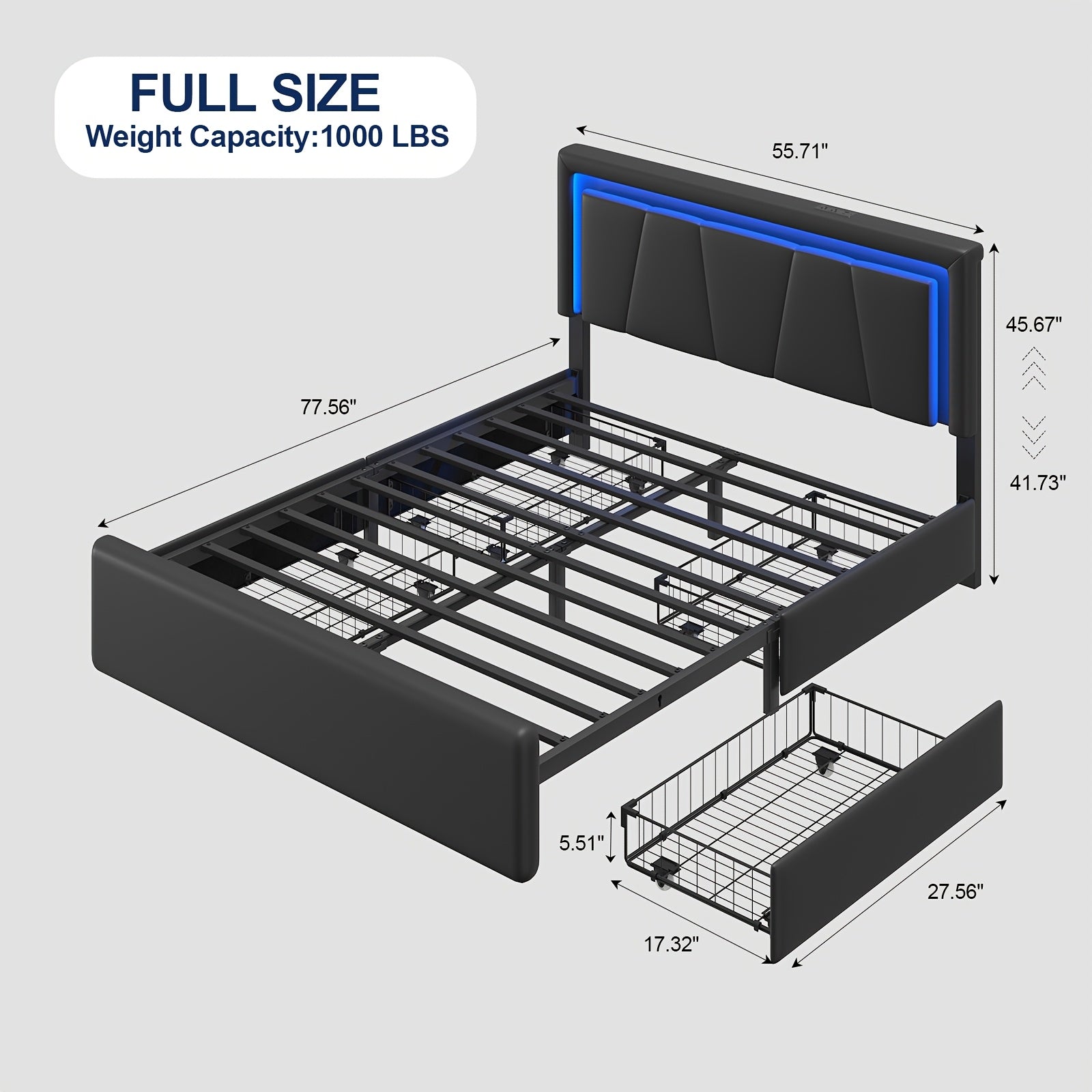 upholstered platform bed frame 4 storage drawers twin full