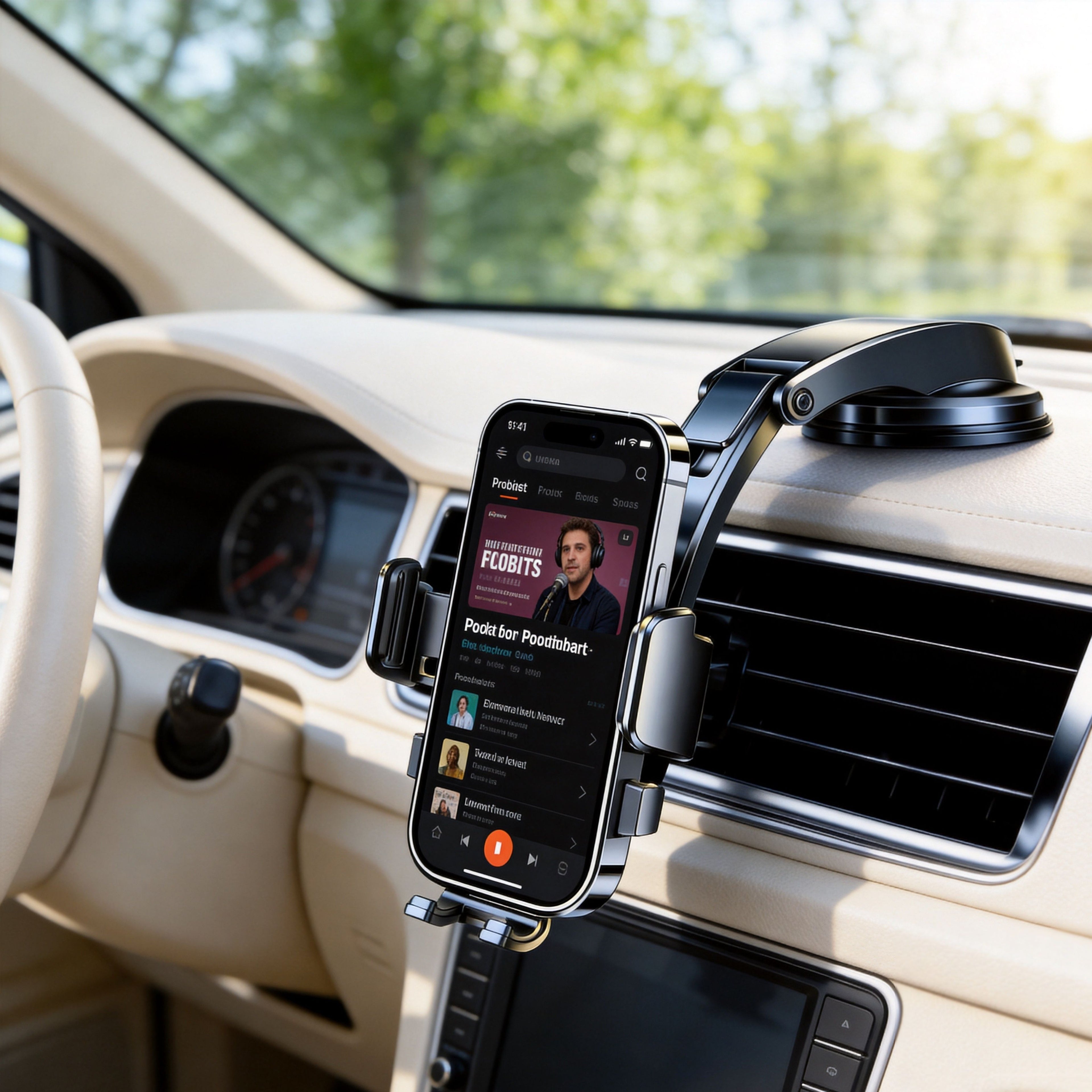 car mounted waterfall style phone holder a powerful suction