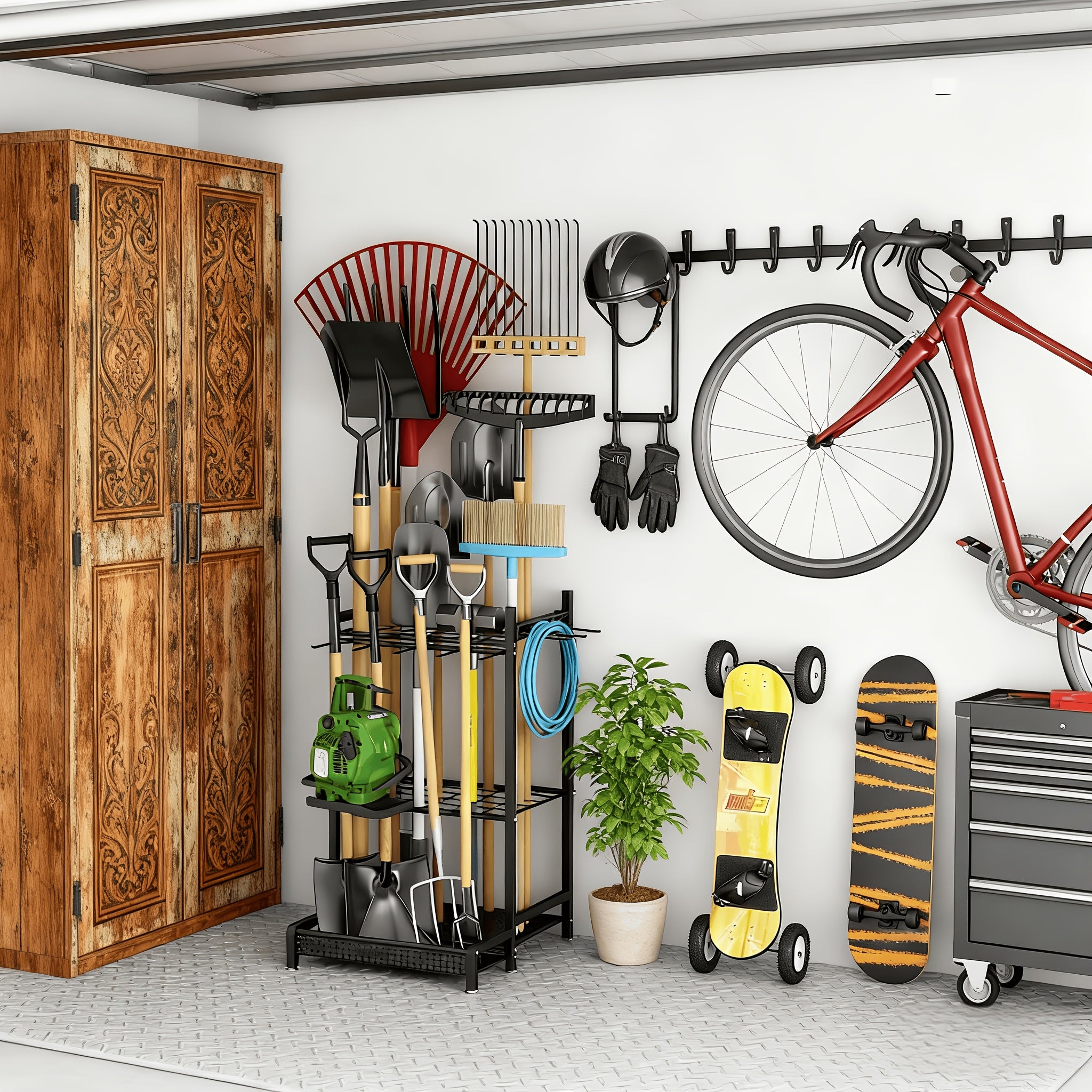 garden tool organizer garage utility storage racks hooks