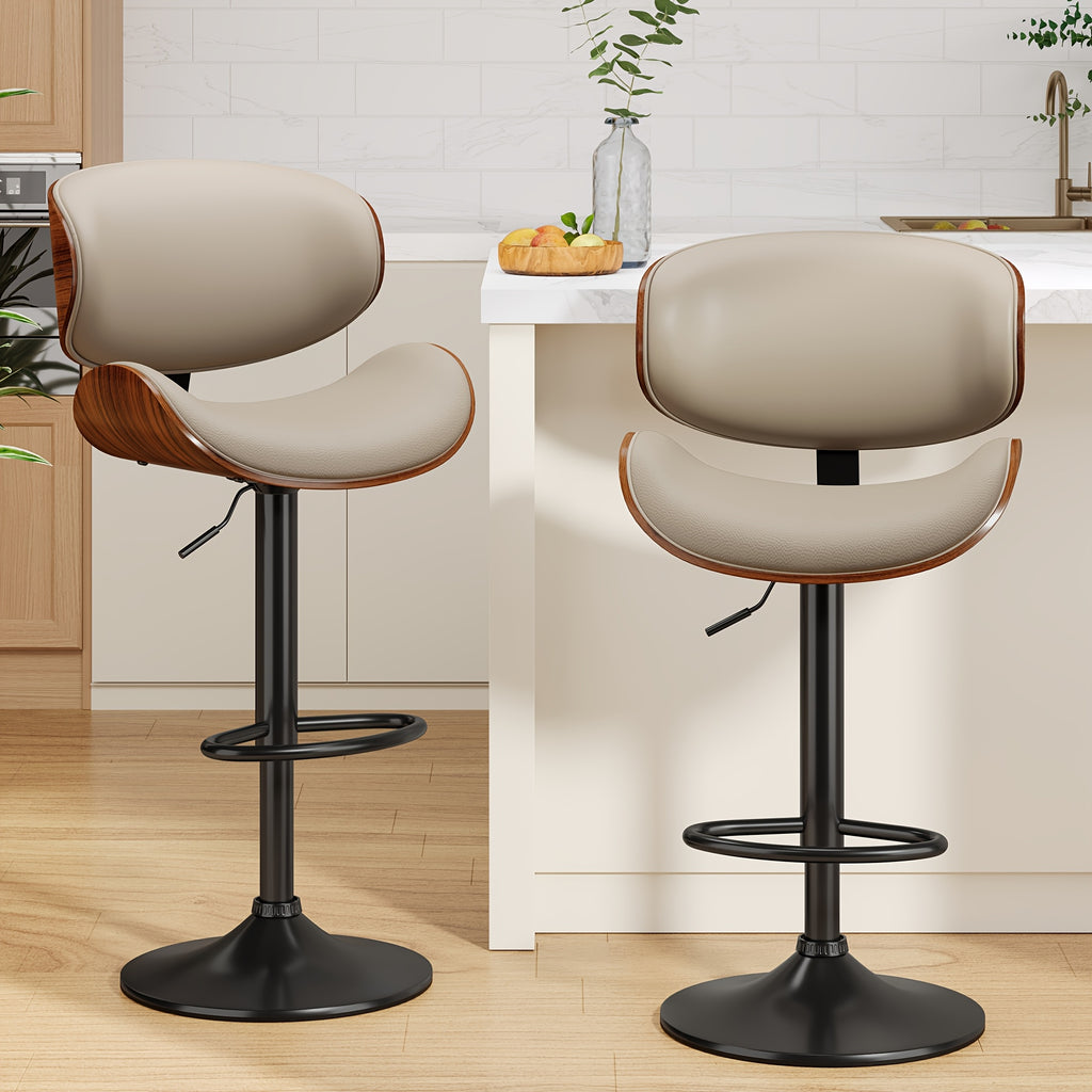 1 2pcs bar stools adjustable swivel faux leather bar stool