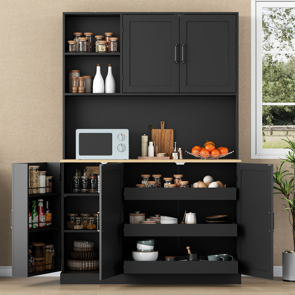 tall pantry storage cabinet 3 pull shelves modern kitchen