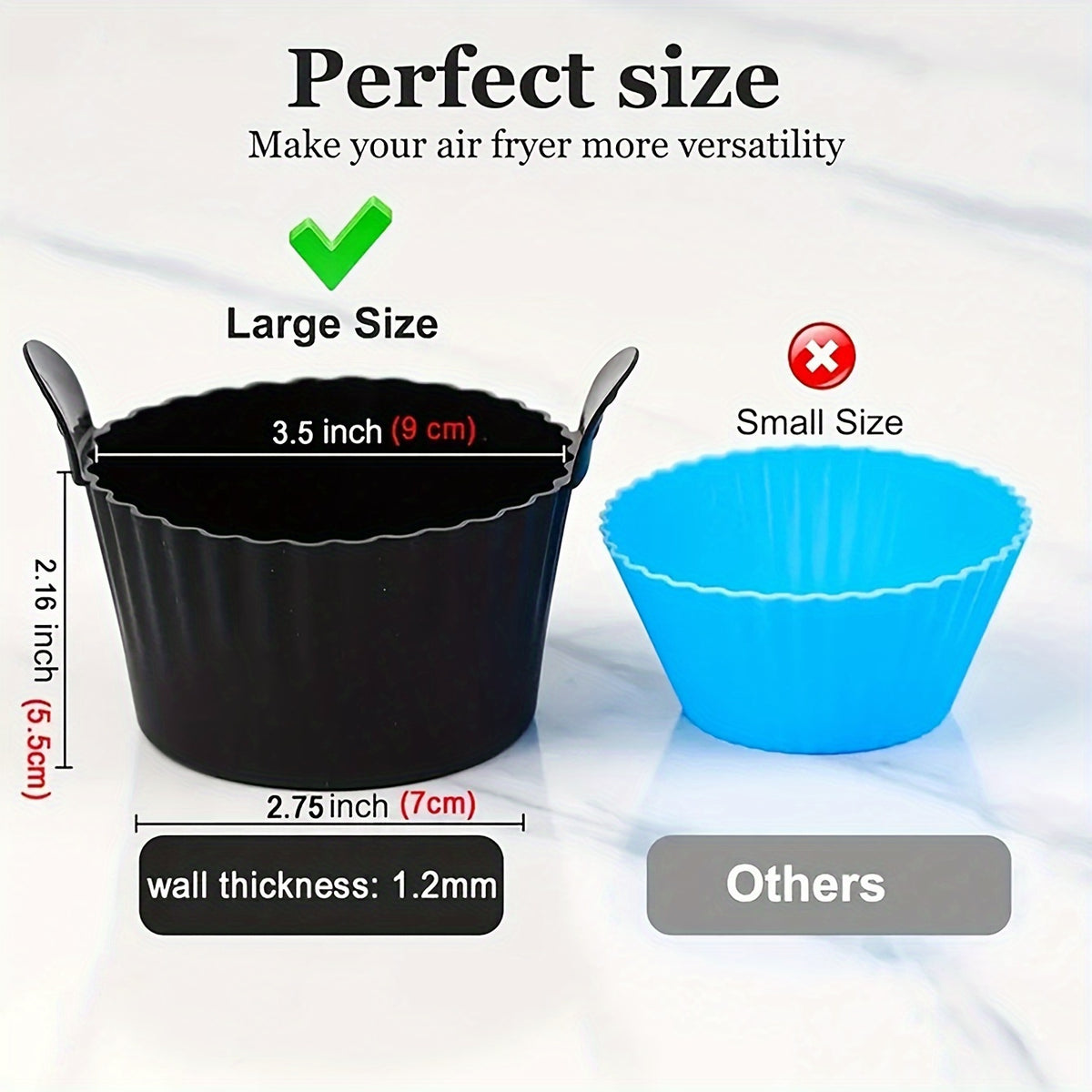 3pcs air fryer baking ramekins   grade silicone