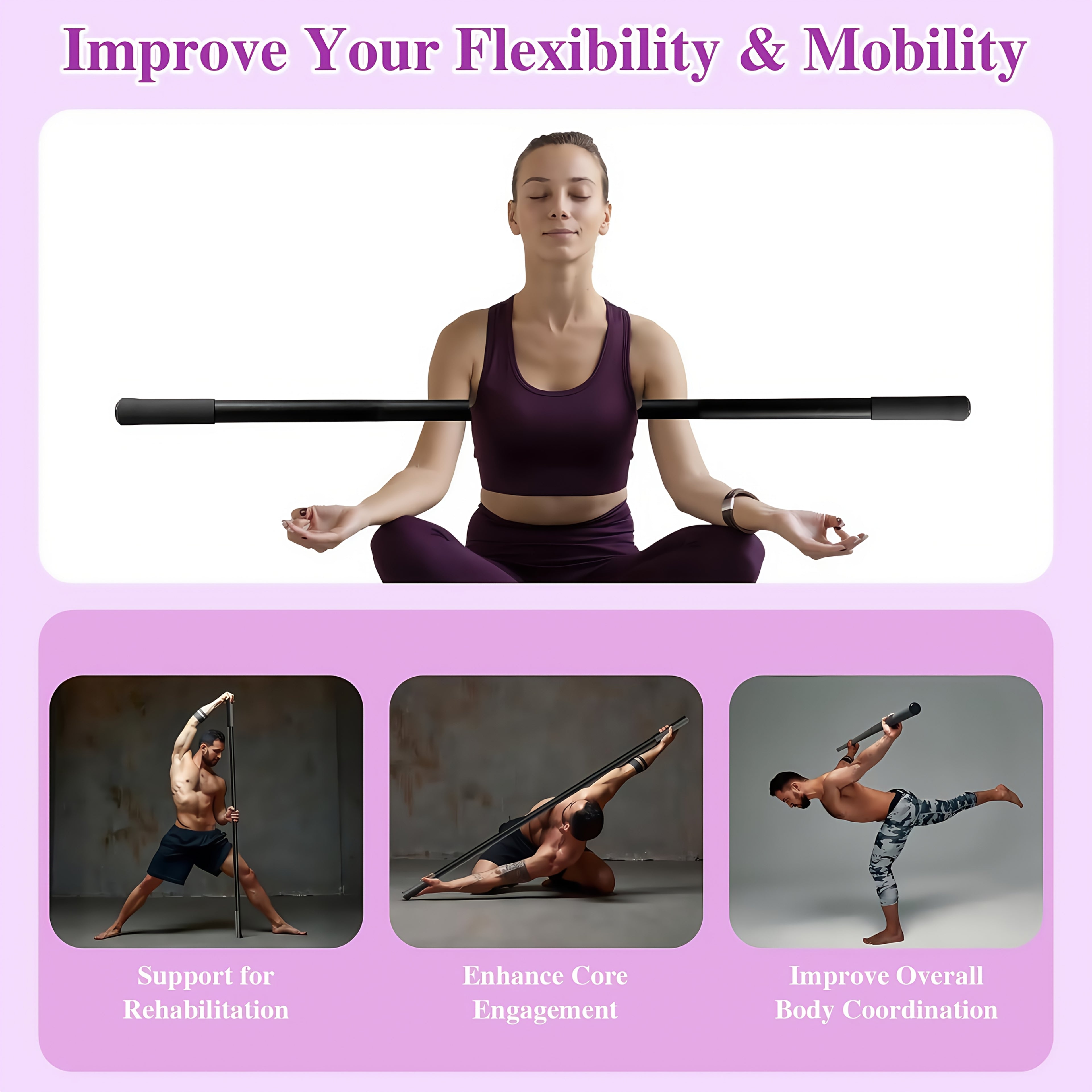 adjustable yoga wand sturdy durable iron construction