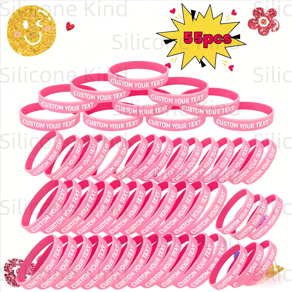custom 55pcs inspirational quote rubber wristbands bulk