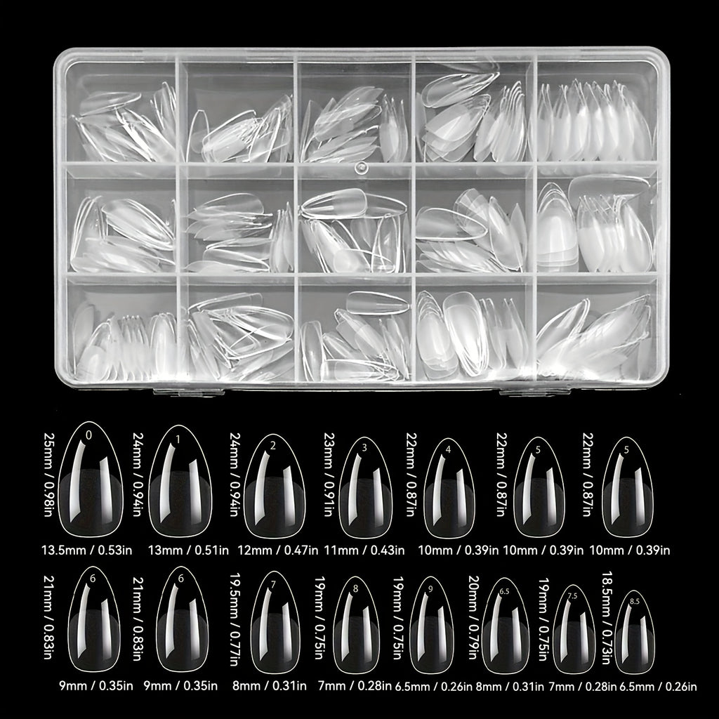 240pcs short almond nail tips clear nail tips pre shaped