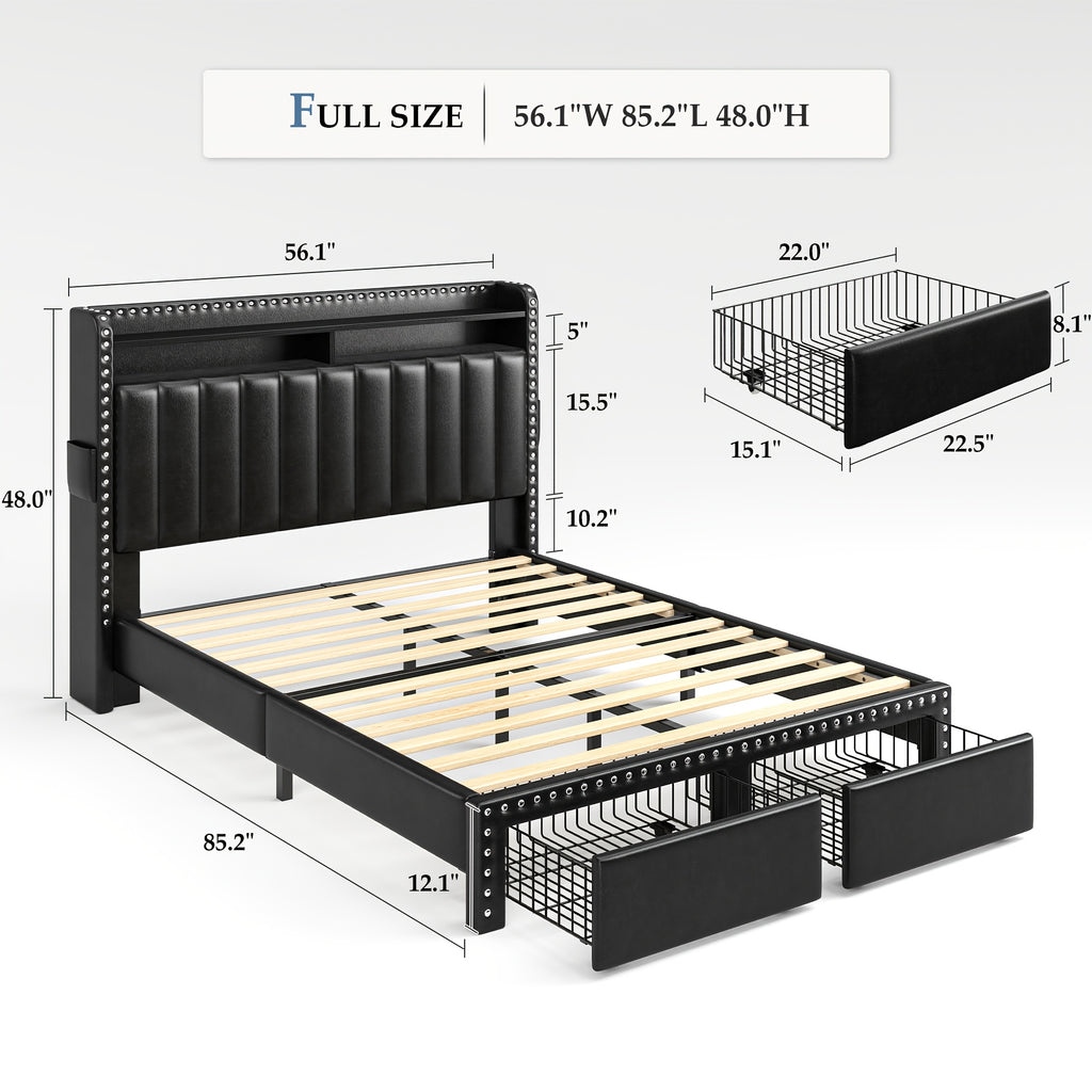king size upholstered bed frame storage 2 tier headboard 2