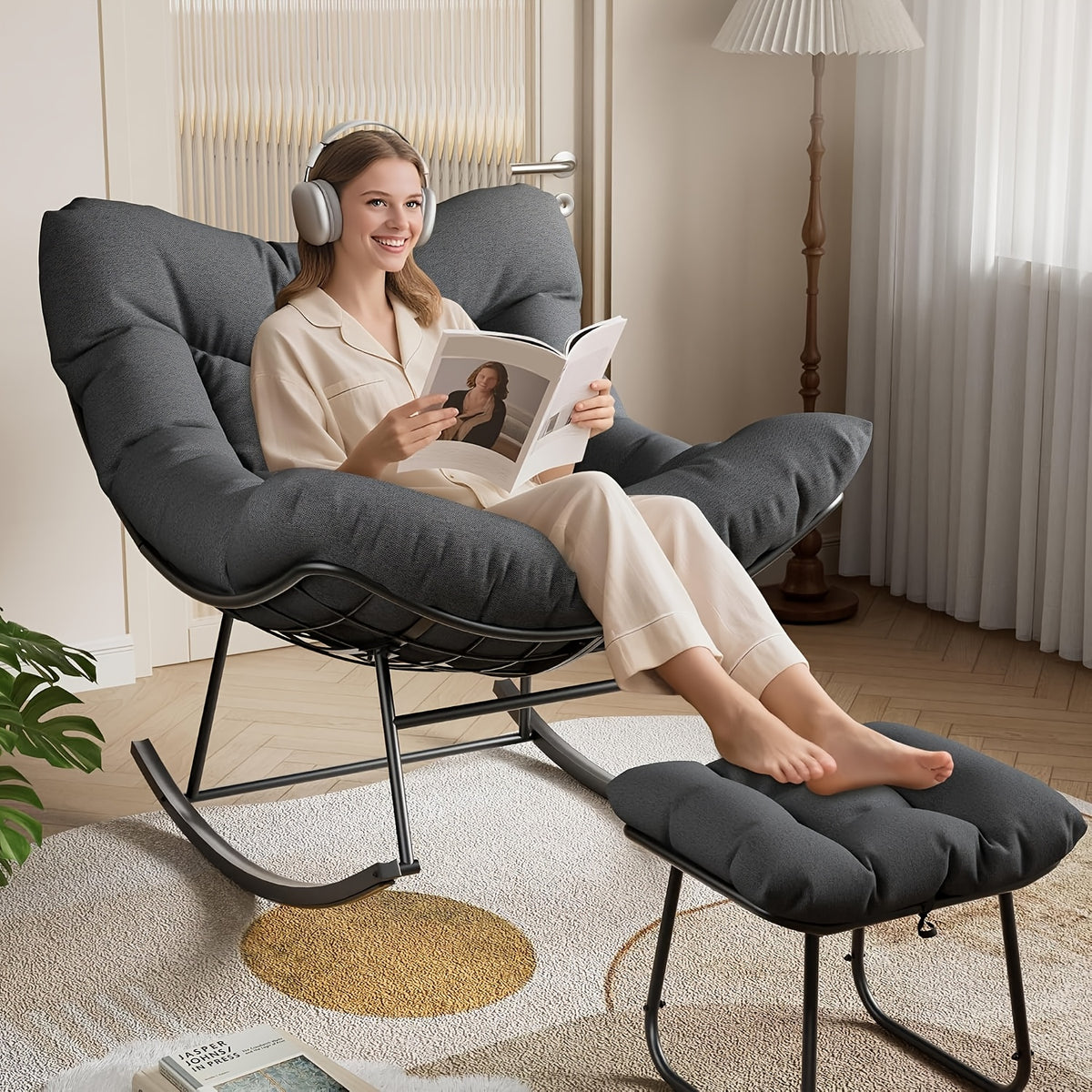 ergonomic rocking chair 4pcs set   egg chair