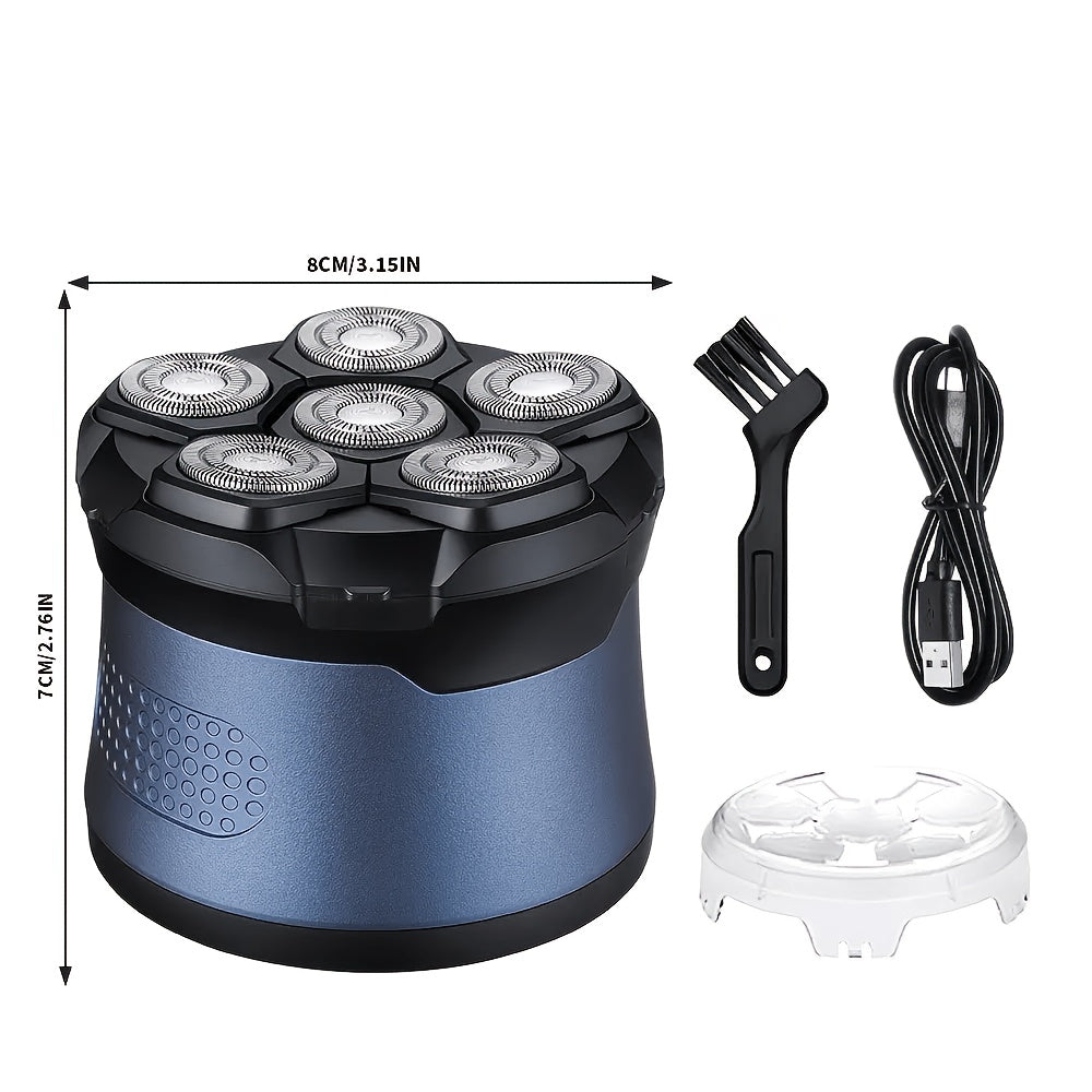 mens usb rechargeable 6 blade head shaver