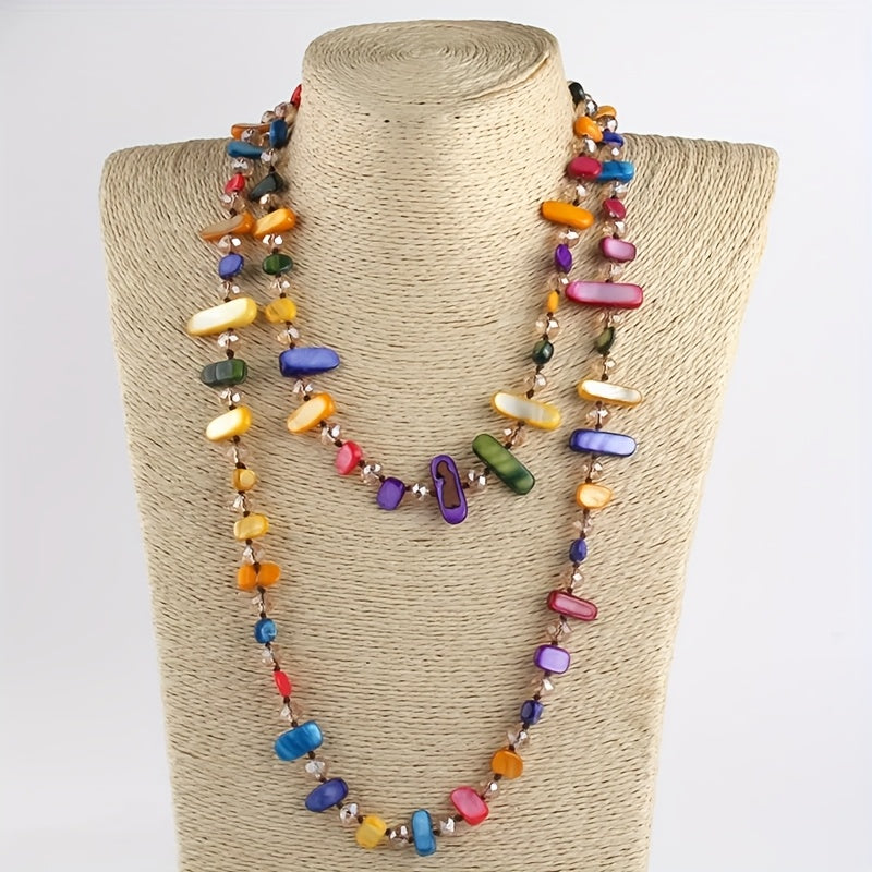 a creative bohemian style colorful resin multi layer long