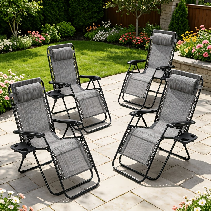 4pcs zero gravity lounge chairs foldable reclining outdoor