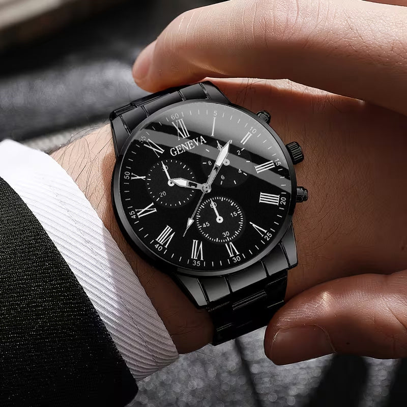 2pcs unisex fashion casual quartz watch combo set perfect