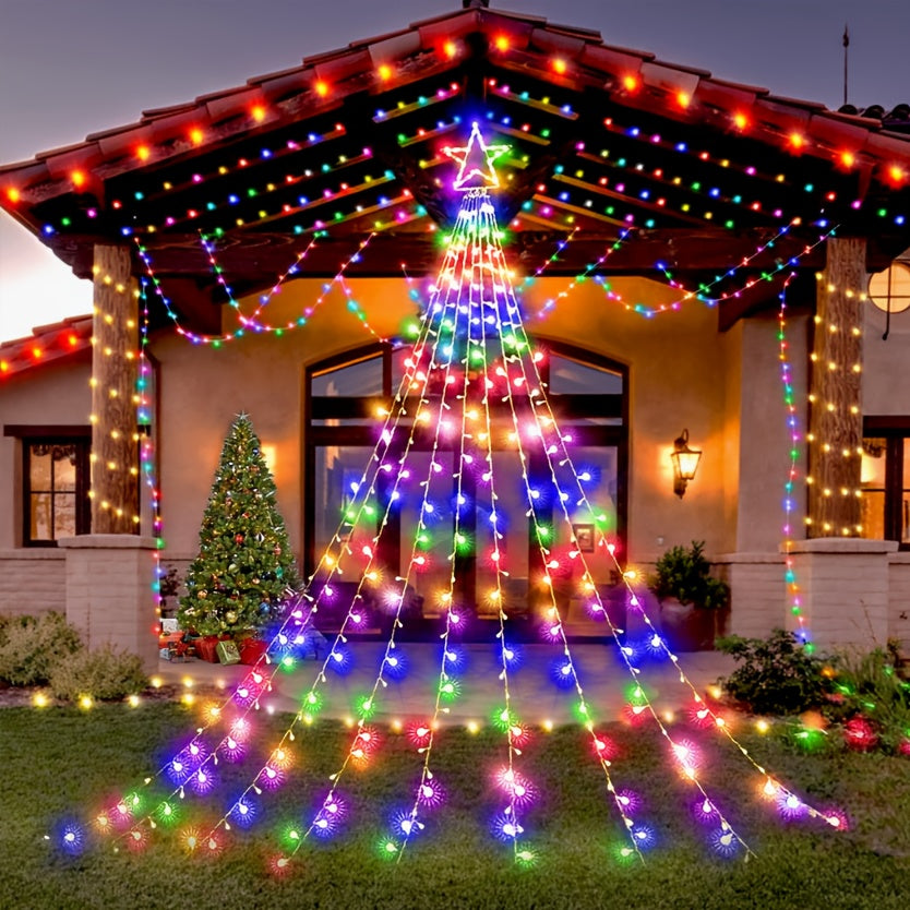 11 48   colorful christmas outdoor waterfall star shaped