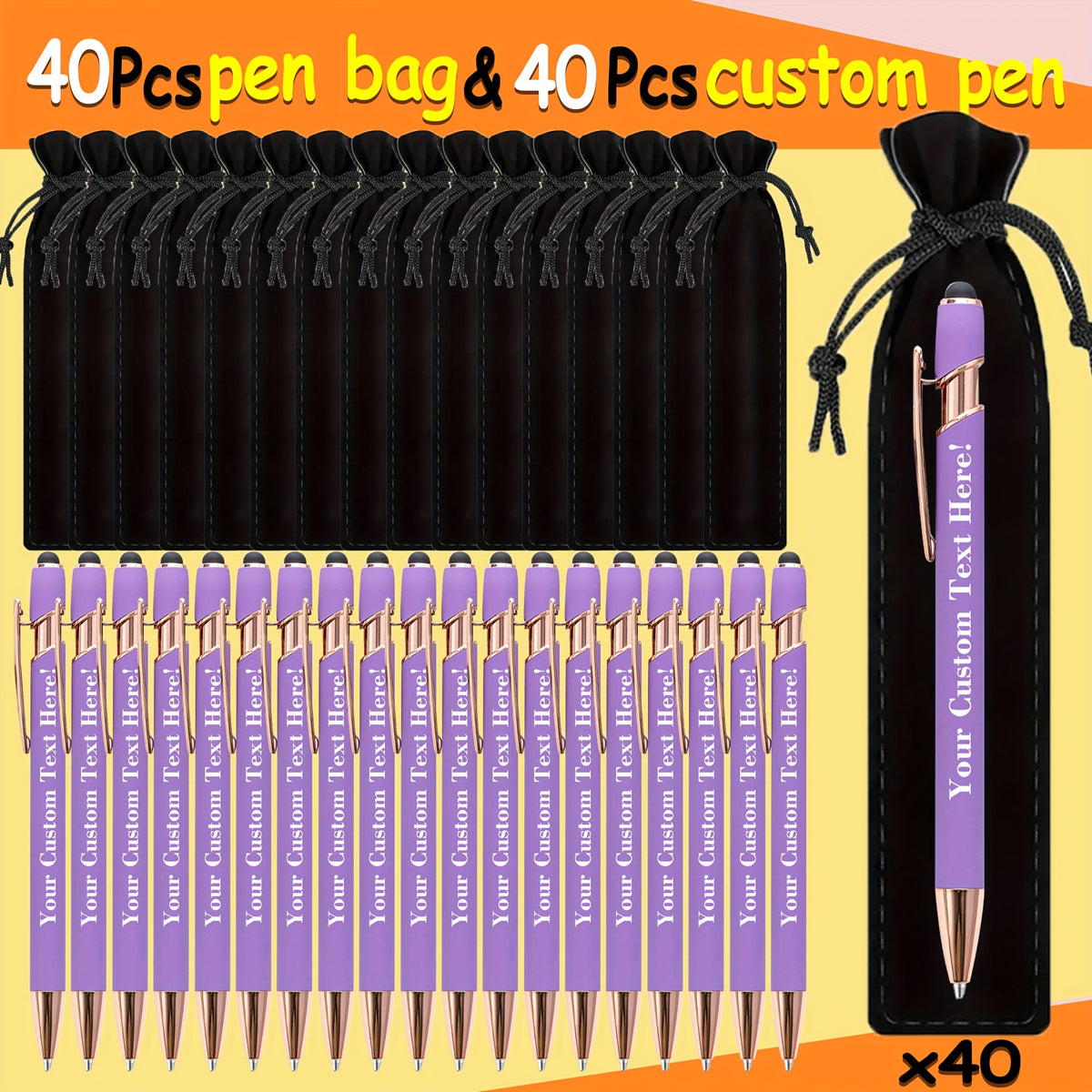set 80 custom engraved ballpoint pens including a pen case