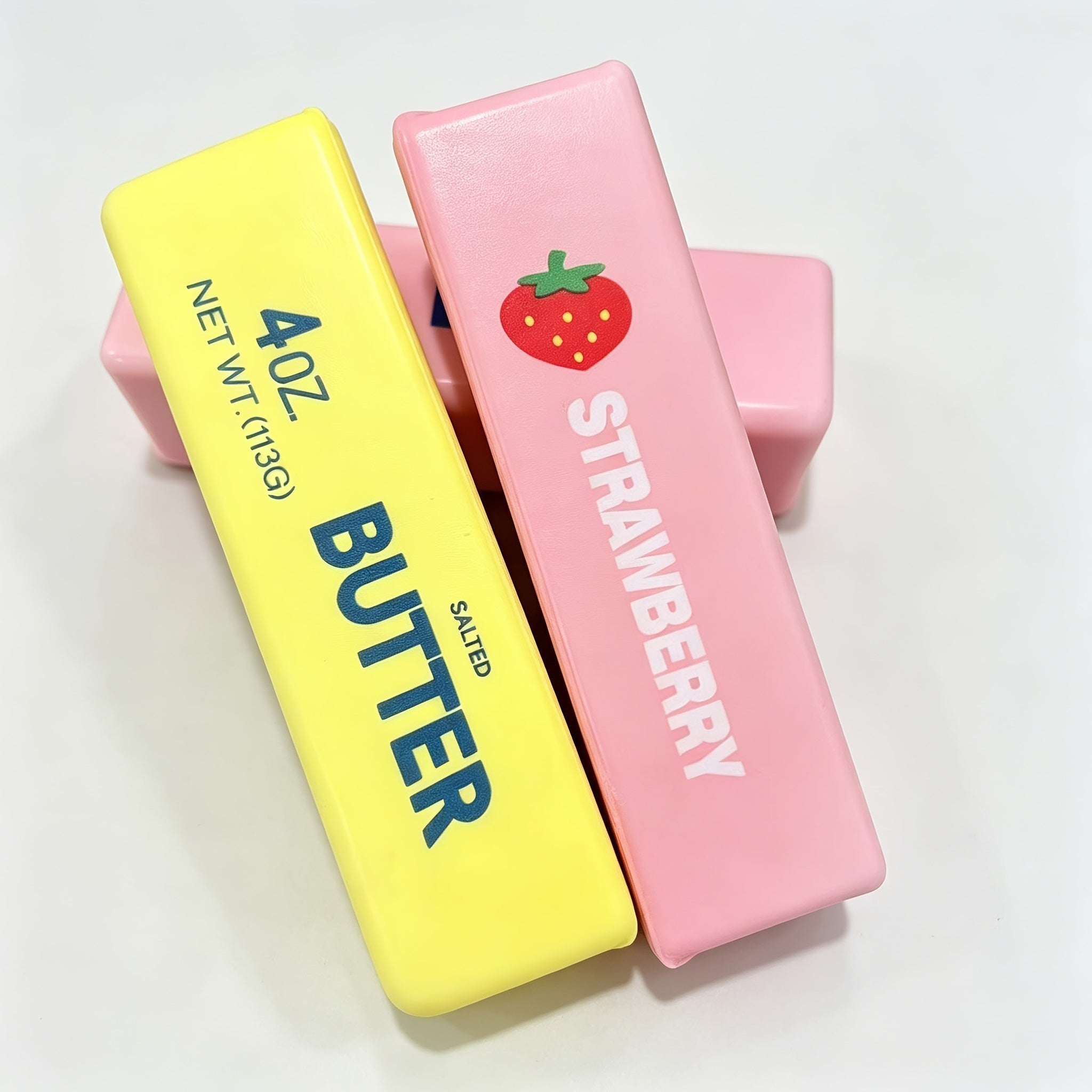 2pcs set yellow pink long rectangular erasers slow rebound