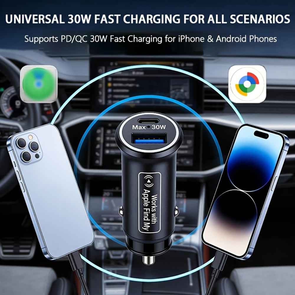30w car charger gps   usb type c continuous tracking