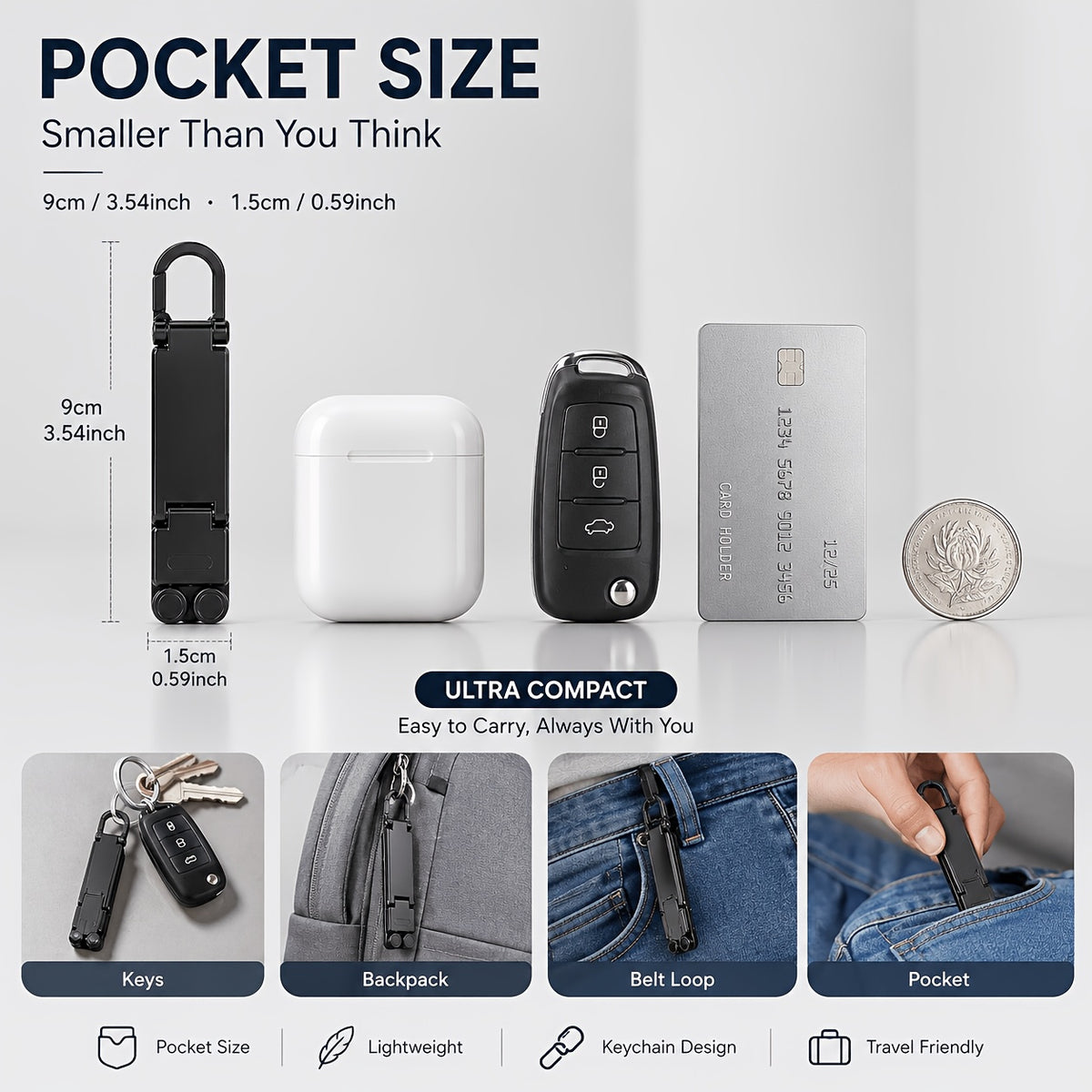portable foldable mini key chain phone stand built
