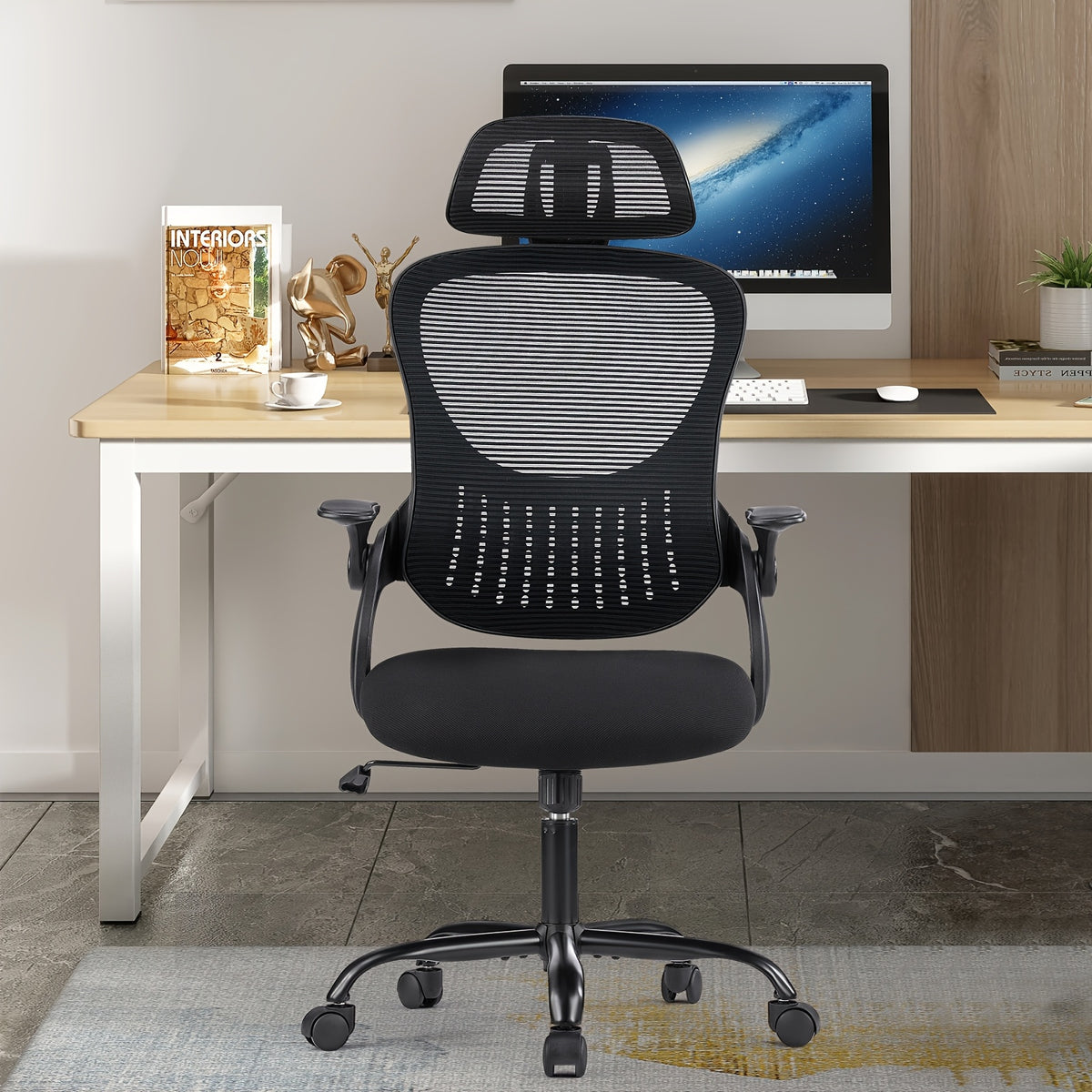 home office desk chair ergonomic high back mesh rolling work