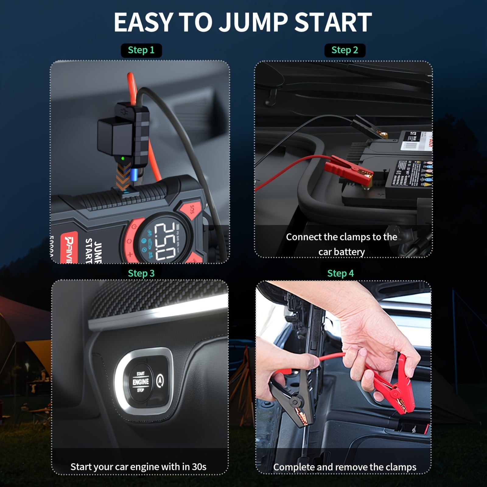 jump starter air compressor 5 in 1 function jump box 5000a