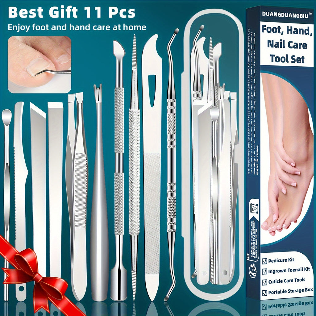 10pcs stainless steel ingrown toenail cuticle removal kit