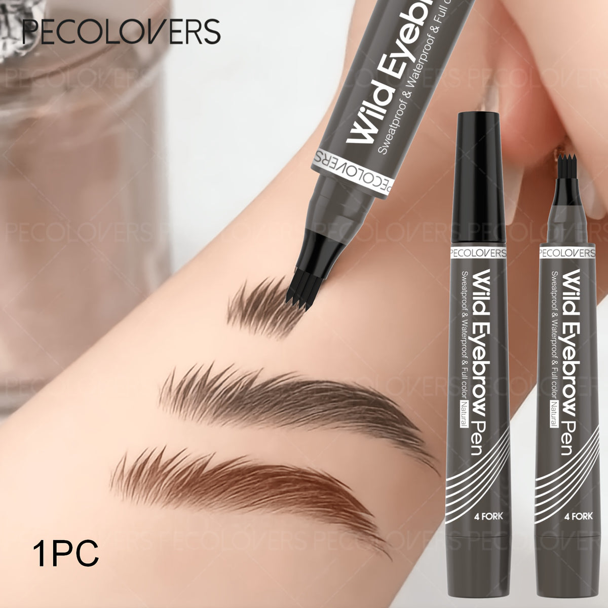 1pc waterproof eyebrow pen 6 colors featuring a 4 fork tip